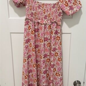 Altar'd State Pink and Red Puff Sleeve Sundress